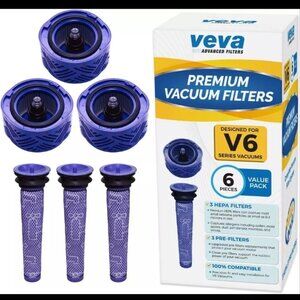 VEVA 3-Pack Premium Vacuum Filters Set - Compatible with Dyson V6 Absolute Vacum